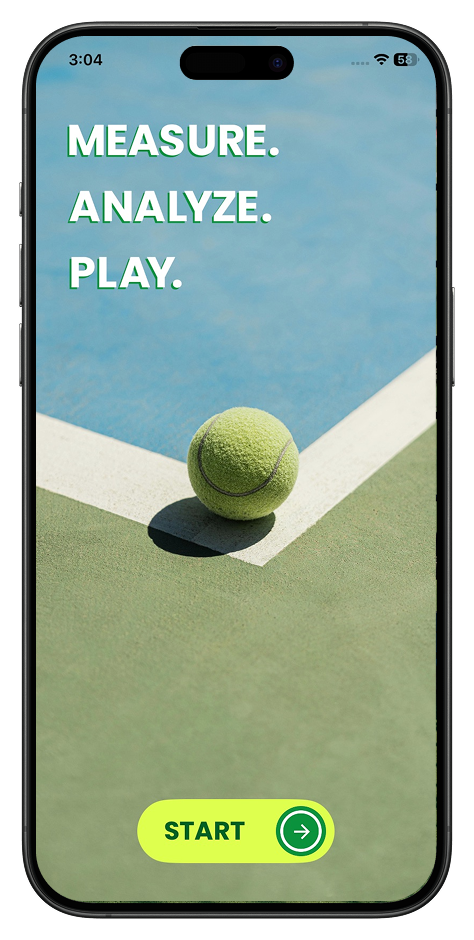 App intro screen — Measure, Analyze, Play